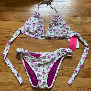 Betsey Johnson Purple Floral Bikini